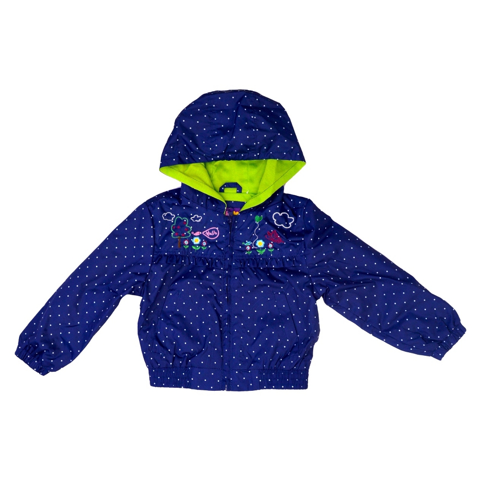 Pink Platinum Infant Toddler Girls Polka Dot Windbreaker   Navy 12 M