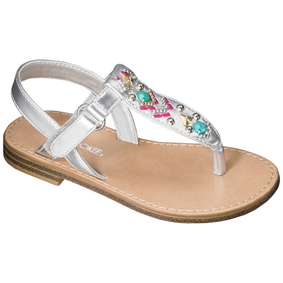 Toddler Girls Cherokee Jolanda Thong Sandals   Silver 7