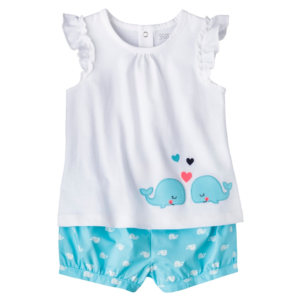 Just One YouMade by Carters Girls 2 Piece Set   White/Light Blue 9 M