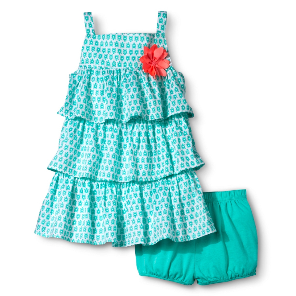 Just One YouMade by Carters Girls 2 Piece Ruffle Dress Set   Turquoise 9 M