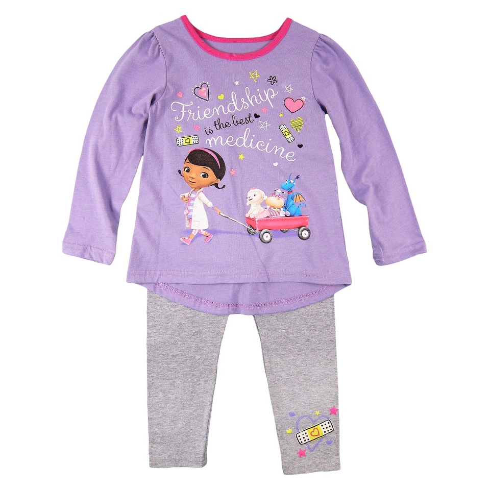 Disney Infant Toddler Girls Doc McStuffins Top and Bottom Set   Purple 5T