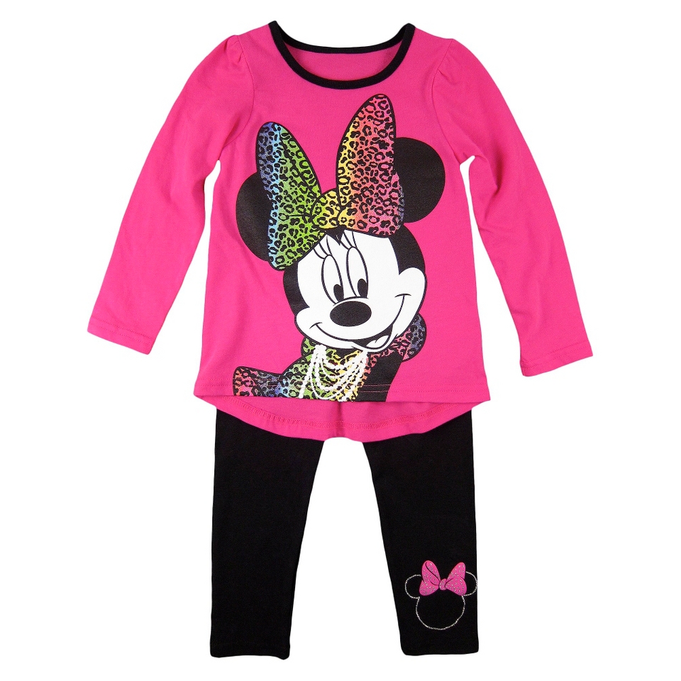 Disney Infant Toddler Girls Minnie Mouse Top and Bottom Set   Fuchsia 3T