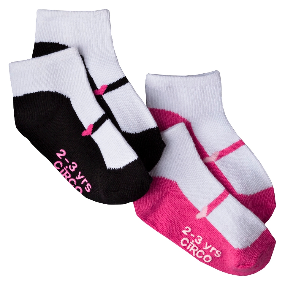 Circo Infant Toddler Girls 2 Pack Mary Jane Socks   Black/Pink 2T/3T