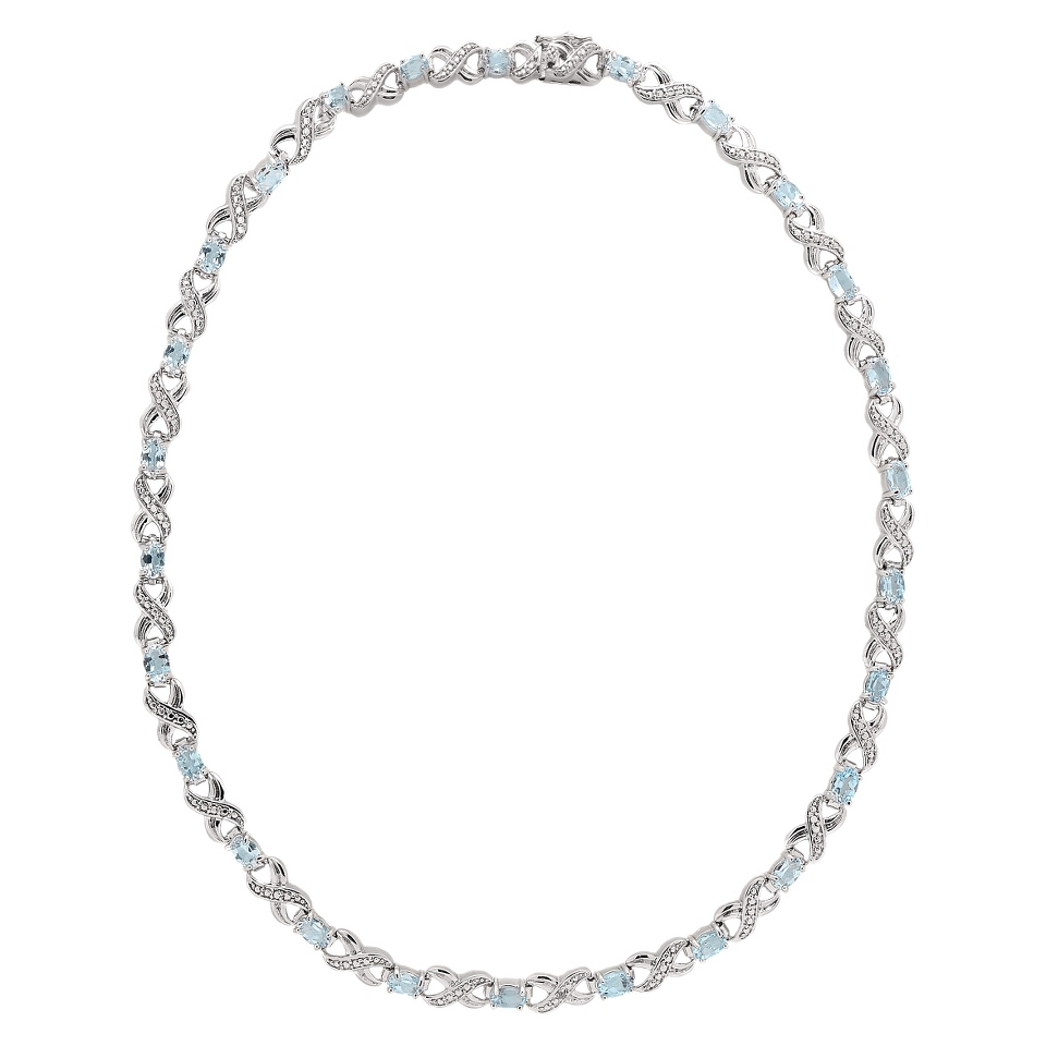 Silver Overlay Blue Topaz and Diamond Accent XO Link Necklace