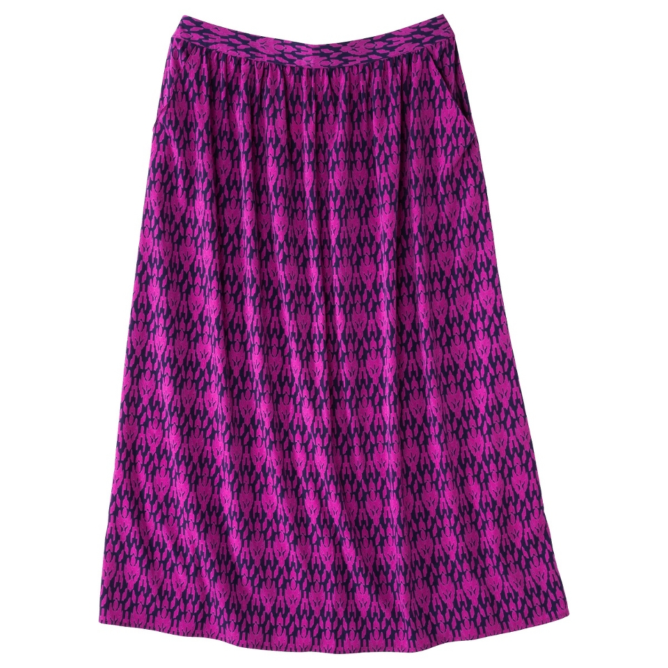 Pure Energy Womens Plus Size Maxi Skirt   Fuchsia/Navy Print X