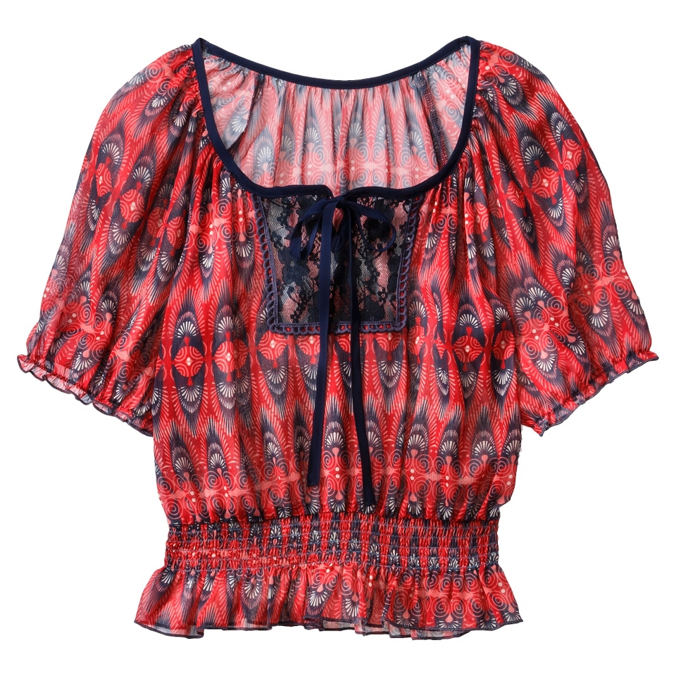 Xhilaration Juniors Peasant Top   Red Magic S(3 5)