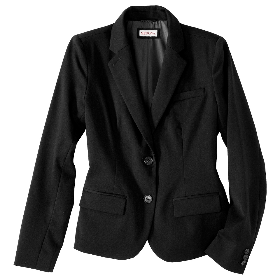 Merona Petites Twill Button Blazer   Black 14P