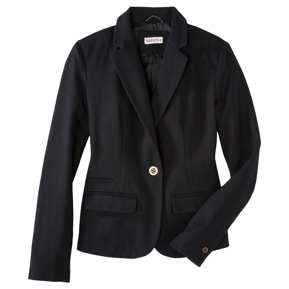 Merona Petites Tailored Basketweave Blazer   Black 16P