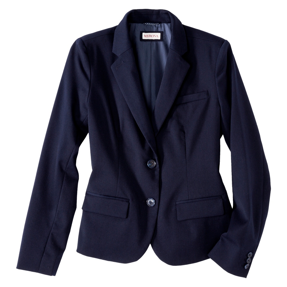 Merona Petites Twill Button Blazer   Blue 4P