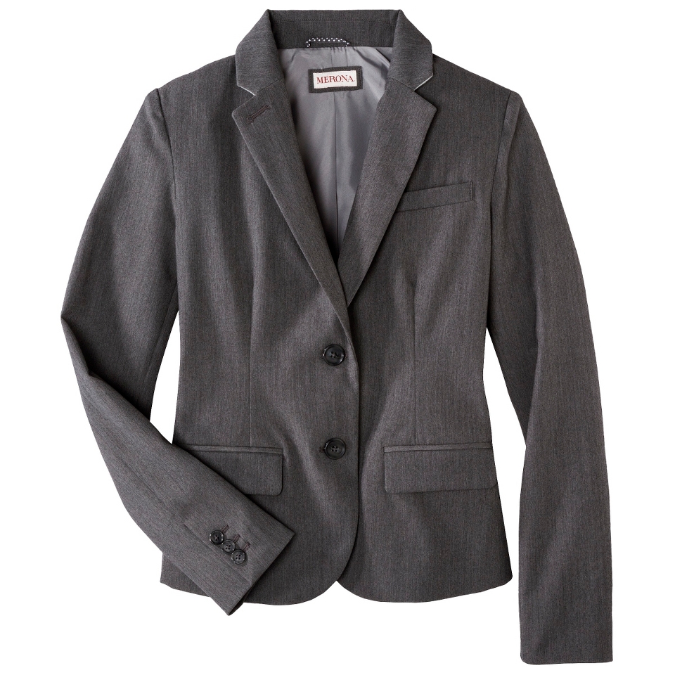 Merona Petites Twill Button Blazer   Heather Gray 6P