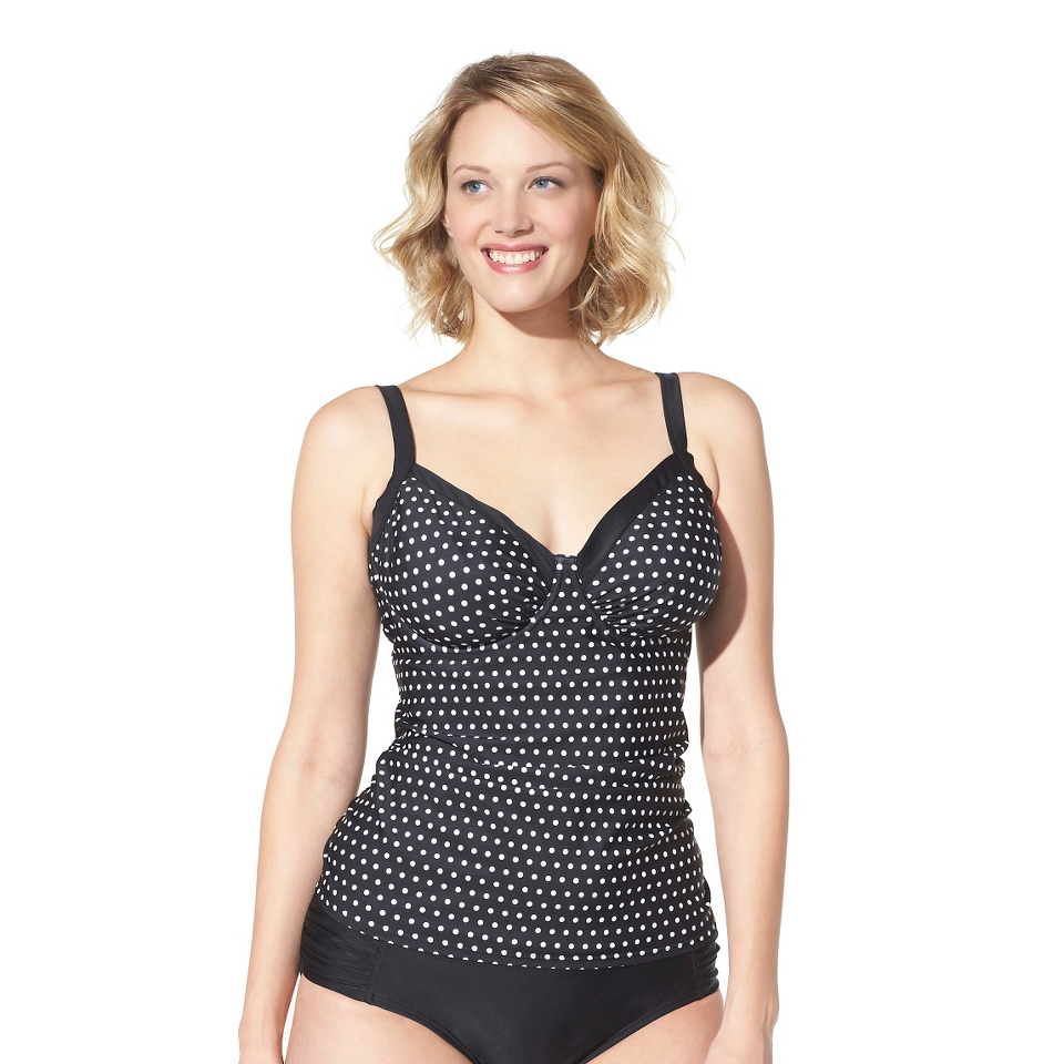 Pure Energy Womens Plus Size Tankini Swim Top   Black/White 22W