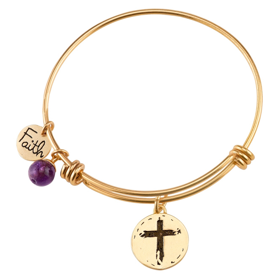 Stainless Steel Expandable Bracelet Faith   Gold