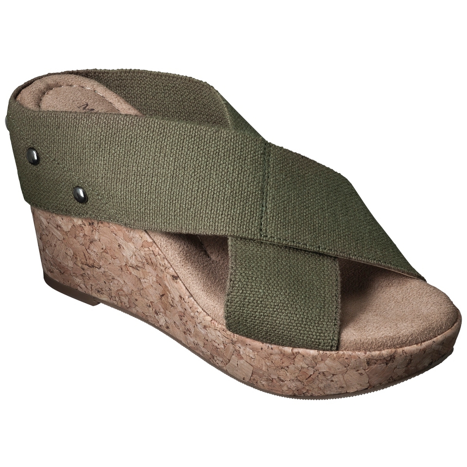 Womens Merona Nadia Wedge Cork Heels   Olive 11