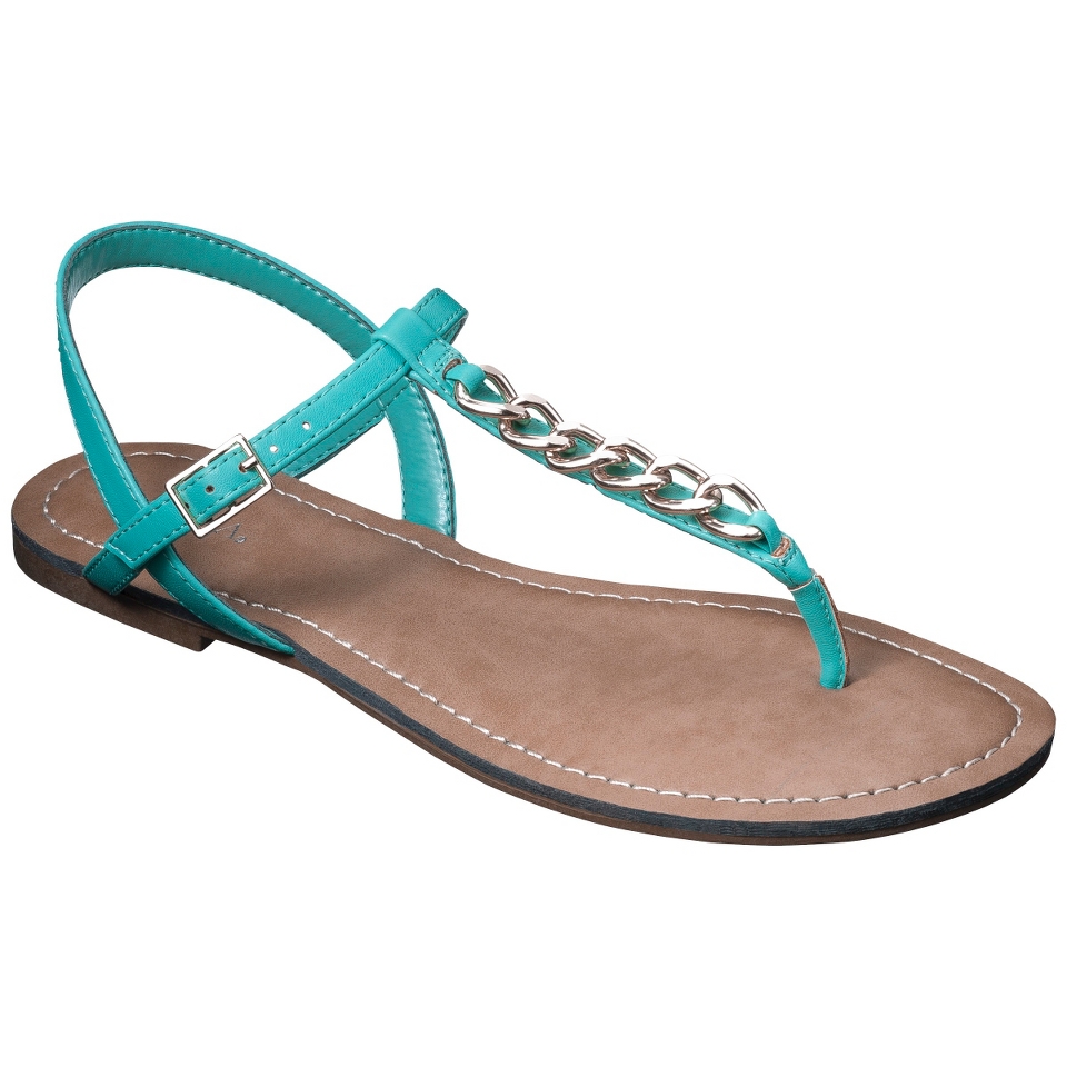 Womens Merona Tracey Chain Sandals   Turquoise 6
