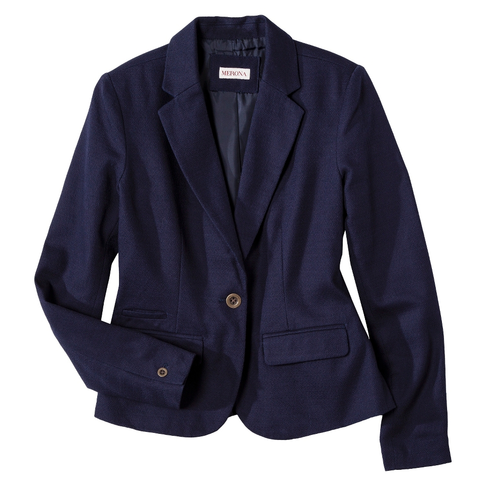 Merona Petites Tailored Basketweave Blazer   Navy 8P