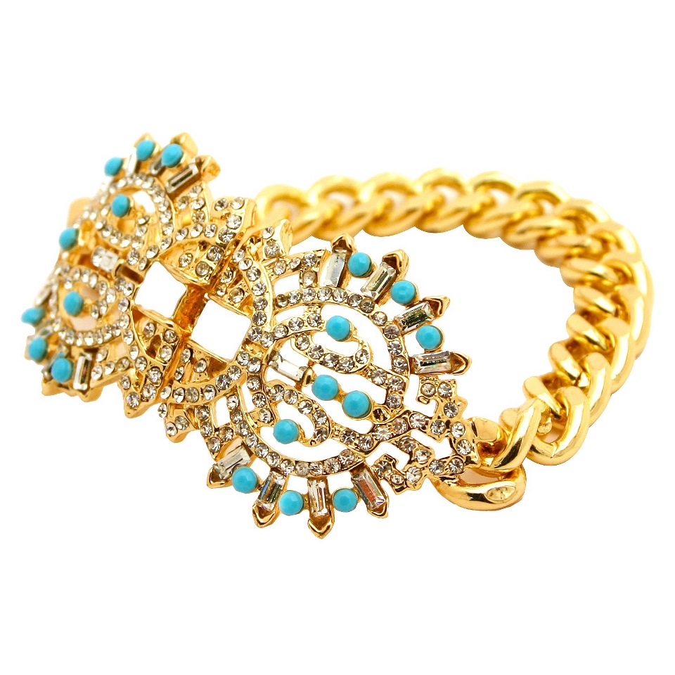 Womens Fashion Bracelet   Gold/Turquoise/White
