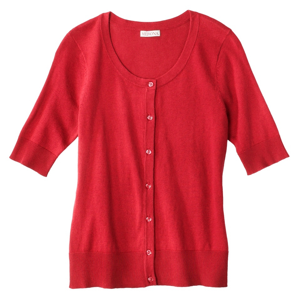 Merona Womens Short Sleeve Cardigan   Wowzer Red   XS