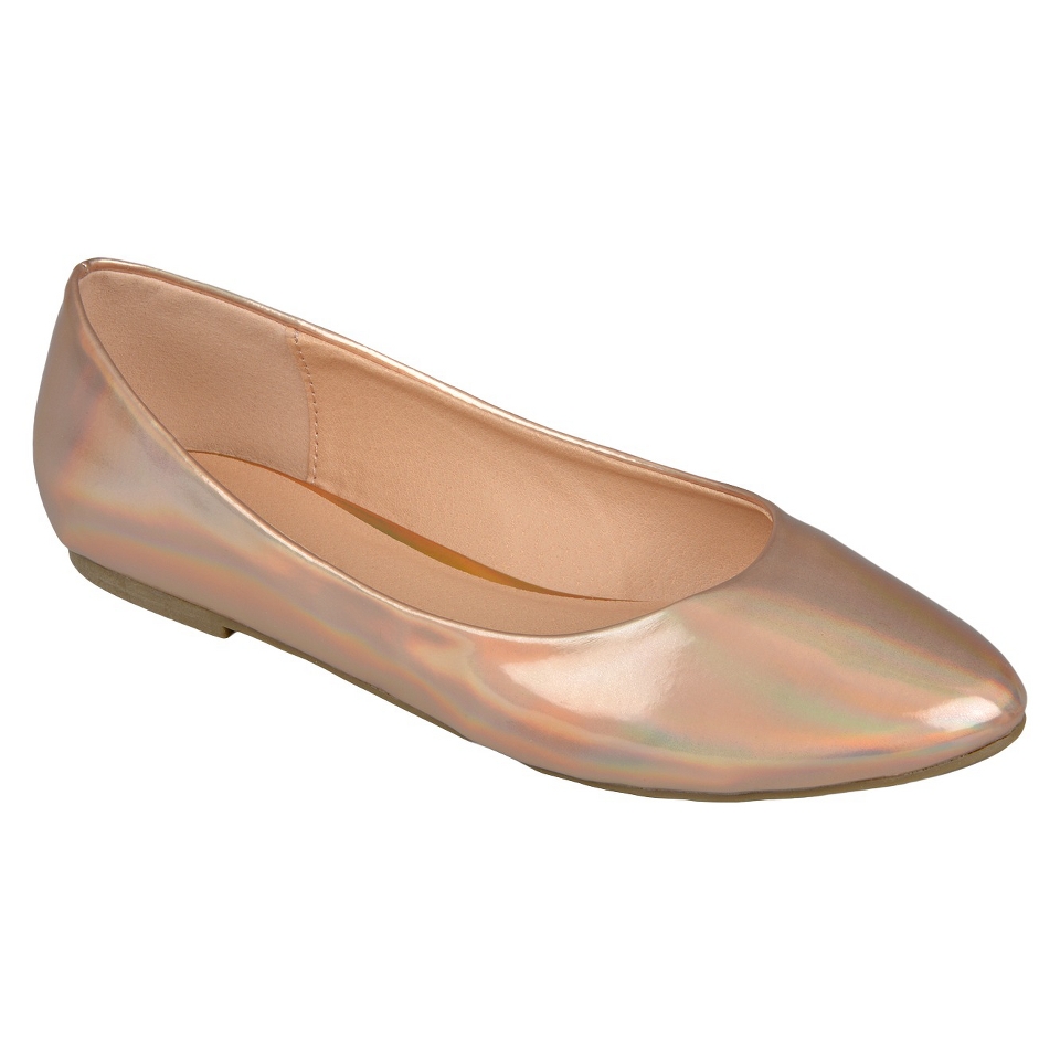 Womens Bamboo By Journee Metallic Ballet Flats   Gold 6