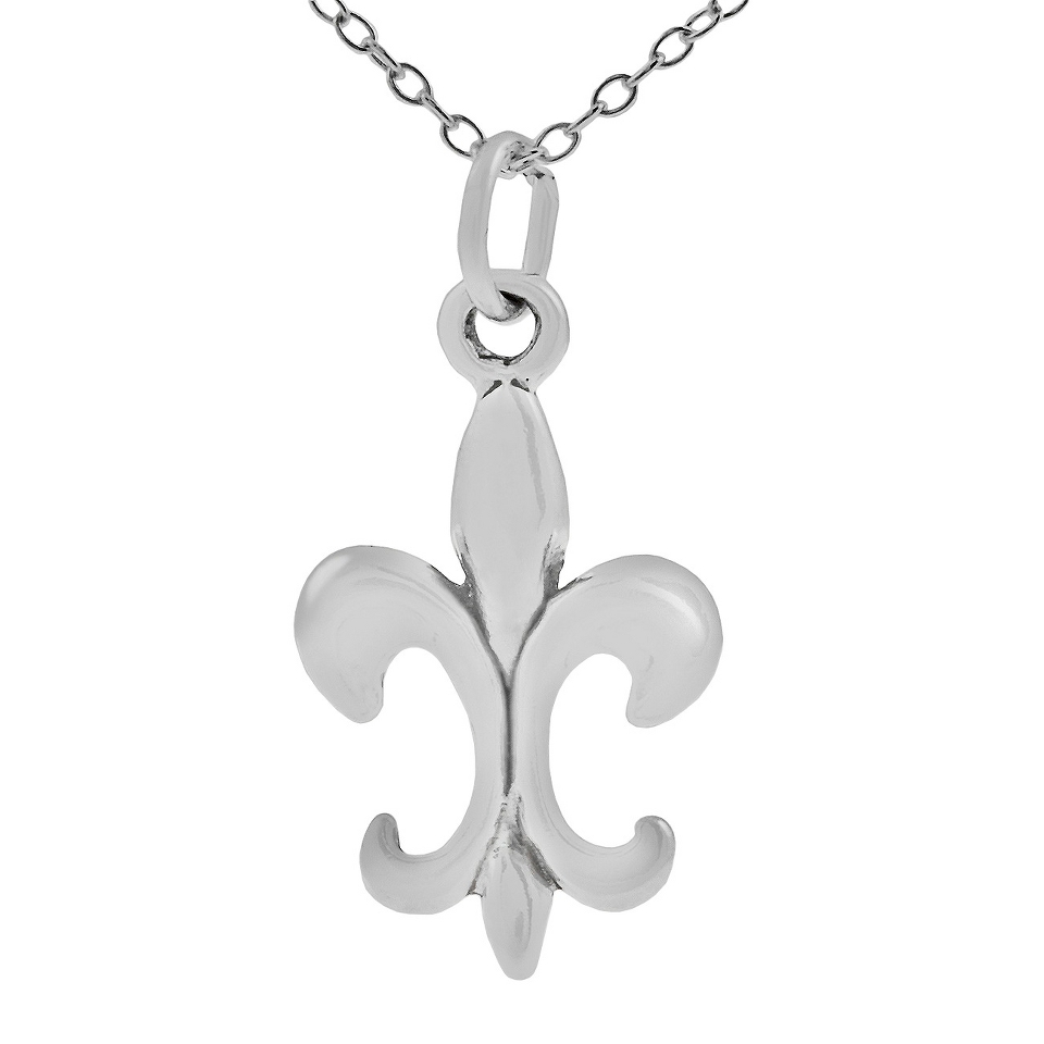 Sterling Silver Fleur de Lis Necklace   Silver