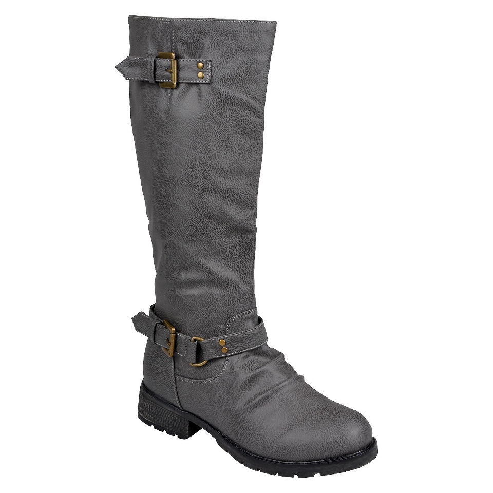 Womens Bamboo By Journee Buckle Boots   Grey 7