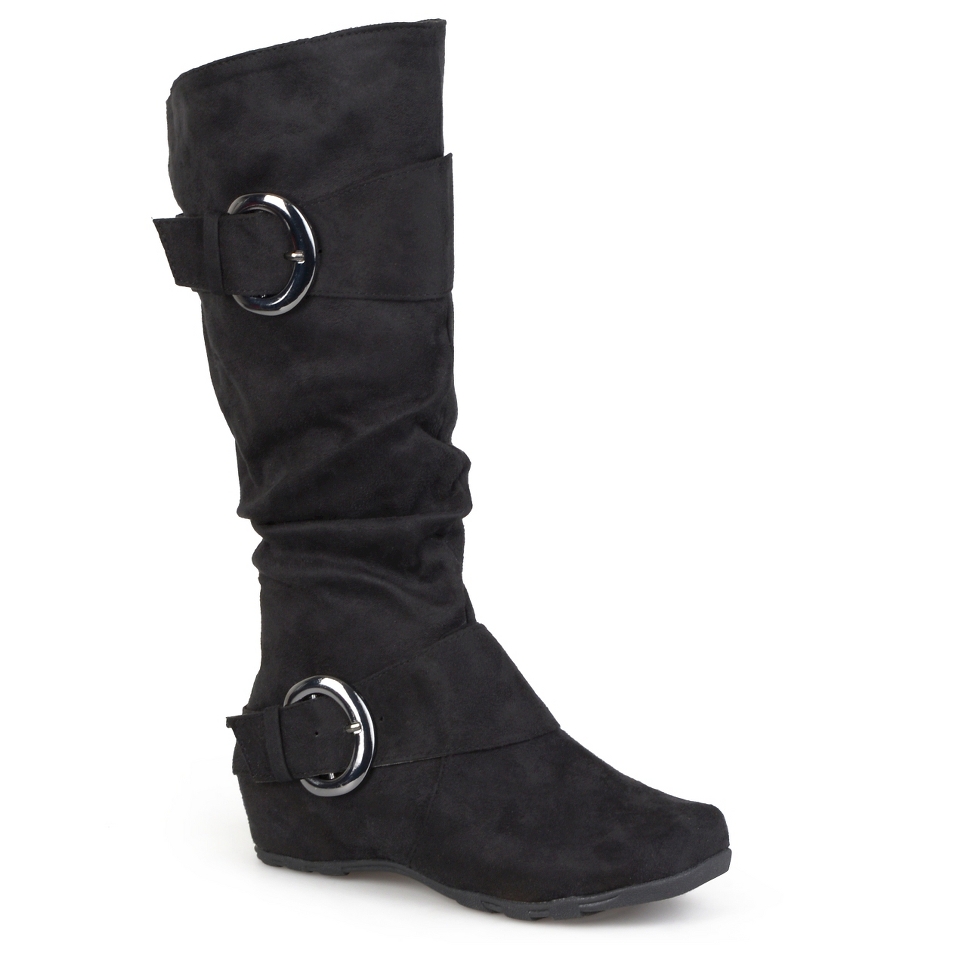 Womens Bamboo By Journee Slouchy Buckle Boots   Black 9.5W