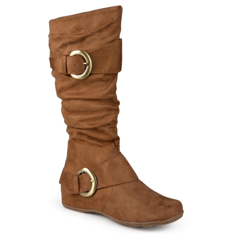 Womens Bamboo By Journee Slouchy Buckle Boots   Camel 9W