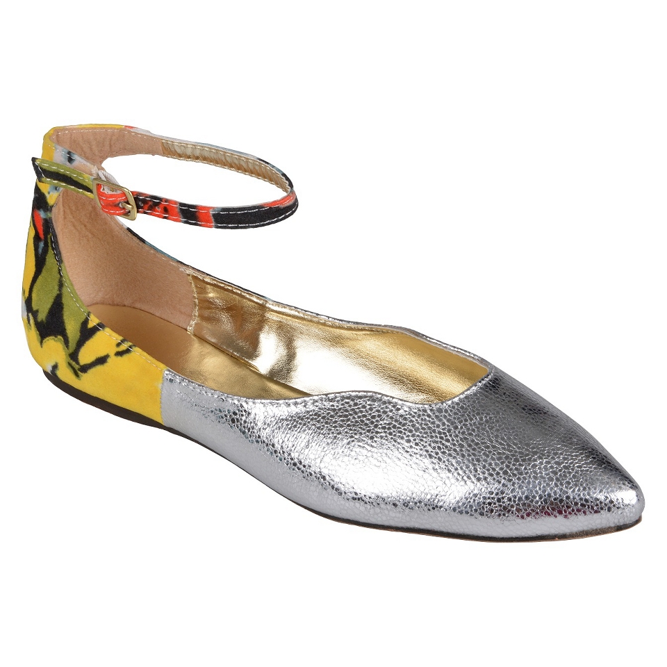 Womens Bamboo By Journee Ankle Strap Flats   Silver 8