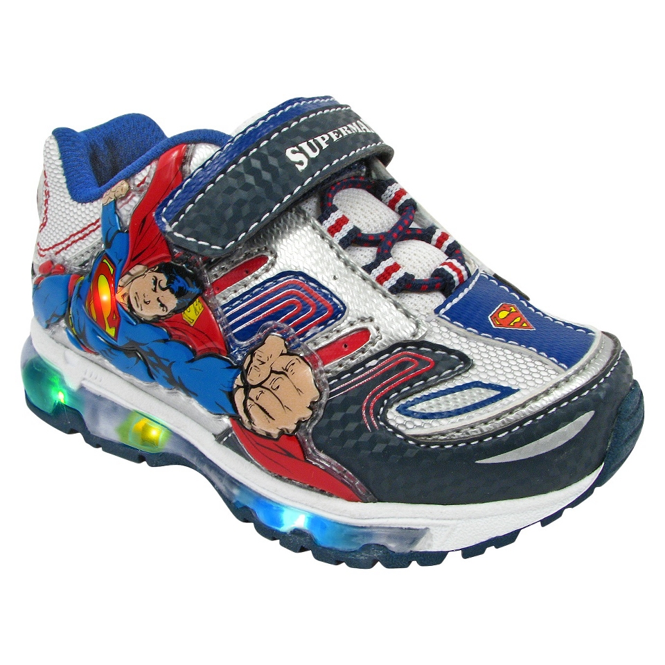 Toddler Boys Superman Light Up Sneakers   Silver 10