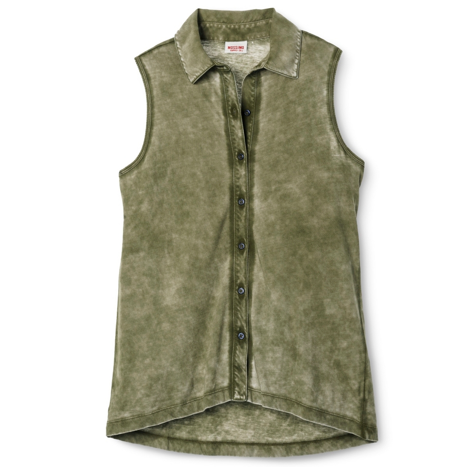 Mossimo Supply Co. Juniors Sleeveless Button Down Top   Tanglewood Green L(11 