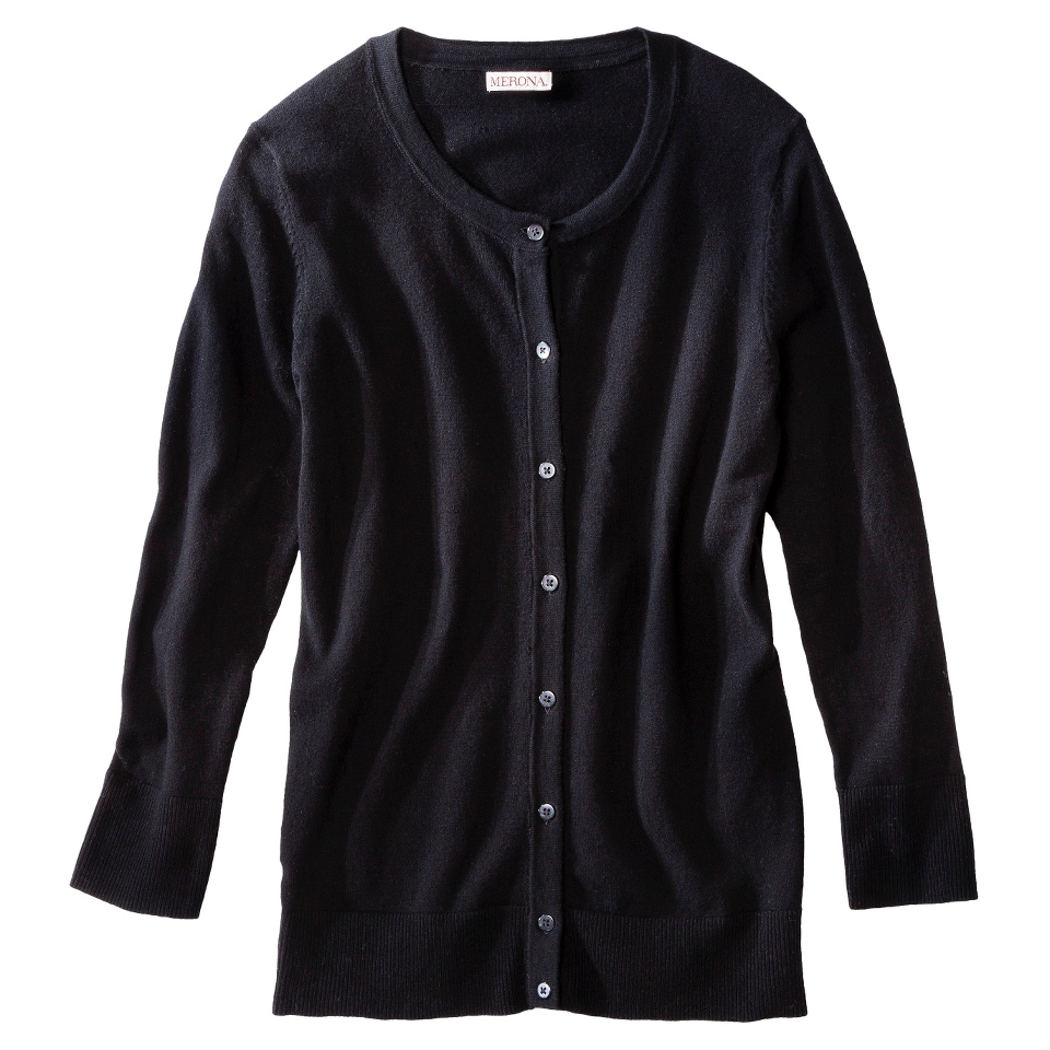 Merona Petites Long Sleeve Crew Neck Cardigan Sweater   Black XXLP