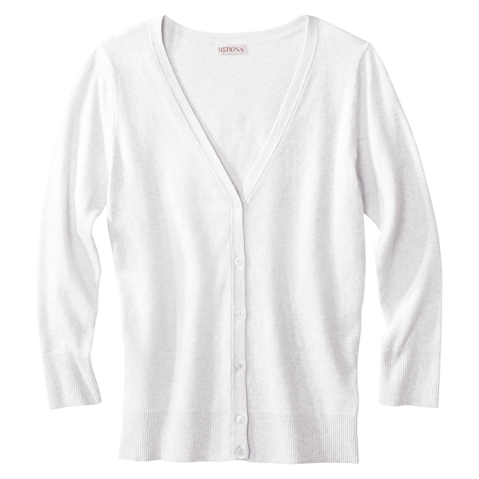 Merona Petites 3/4 Sleeve V Neck Cardigan Sweater   White XXLP