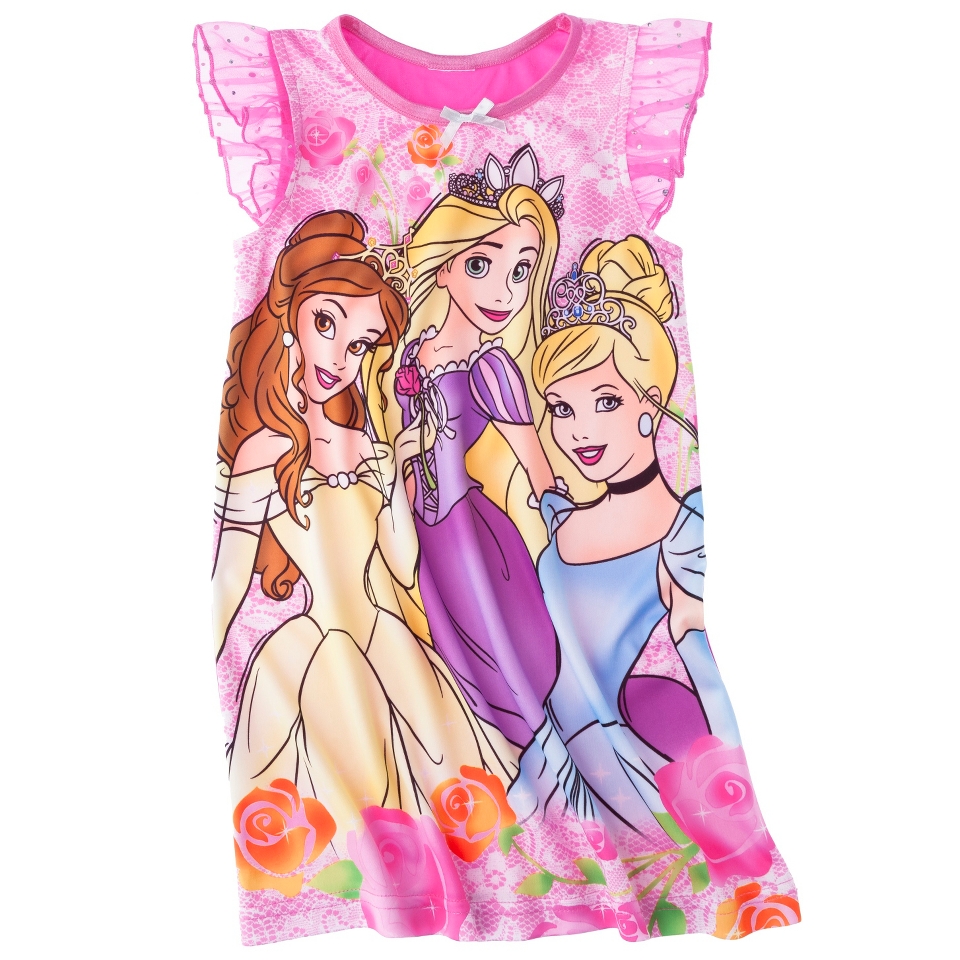 Disney Princess Toddler Girls Short Sleeve Nightgown   Pink 3T