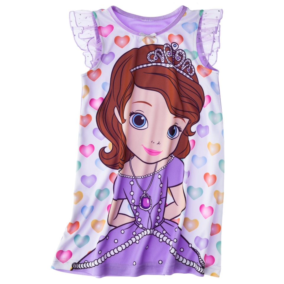 Disney Sofia the First Toddler Girls Short Sleeve Nightgown   Purple 4T