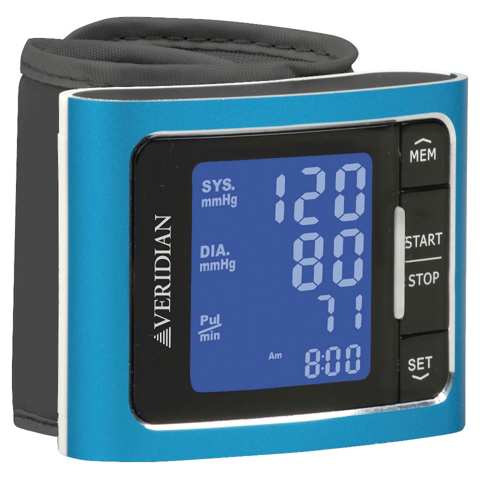 Veridian Healthcare Blood Pressure Wrist Monitor   Blue Metallic
