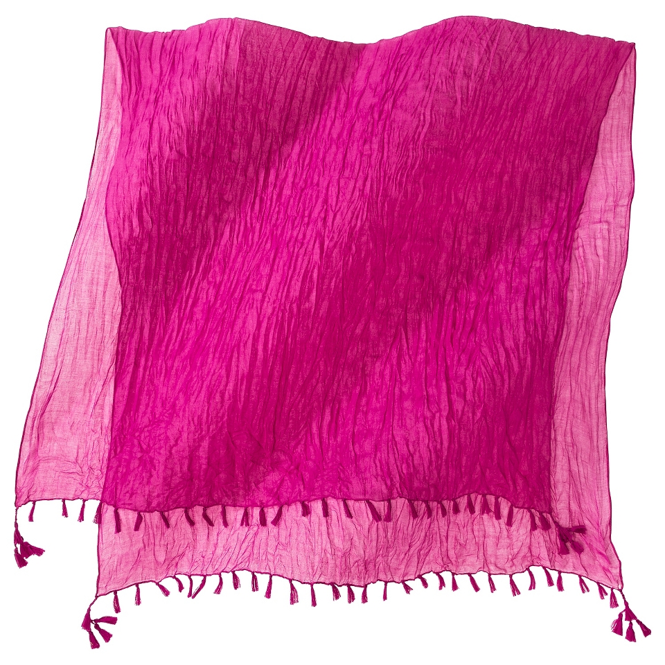 Merona Solid Crinkle Scarf with Fringe   Pink