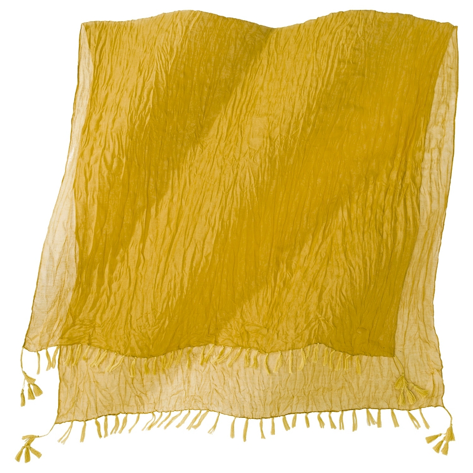 Merona Solid Crinkle Scarf with Fringe   Yellow