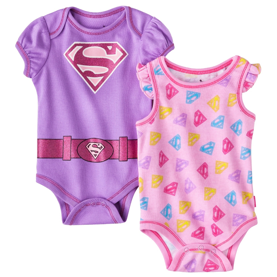 Superman Newborn Girls 2 Pack Supergirl Caped   Purple 6 9 M