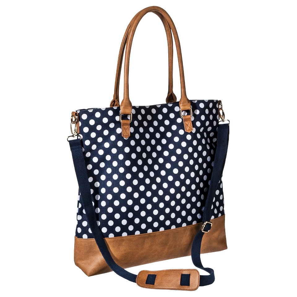 Merona Polka Dot Canvas Tote Handbag with Removable Crossbody Strap   Blue