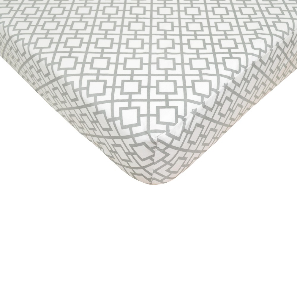 TL Care Gray Lattice Fitted Crib Sheet, Grey