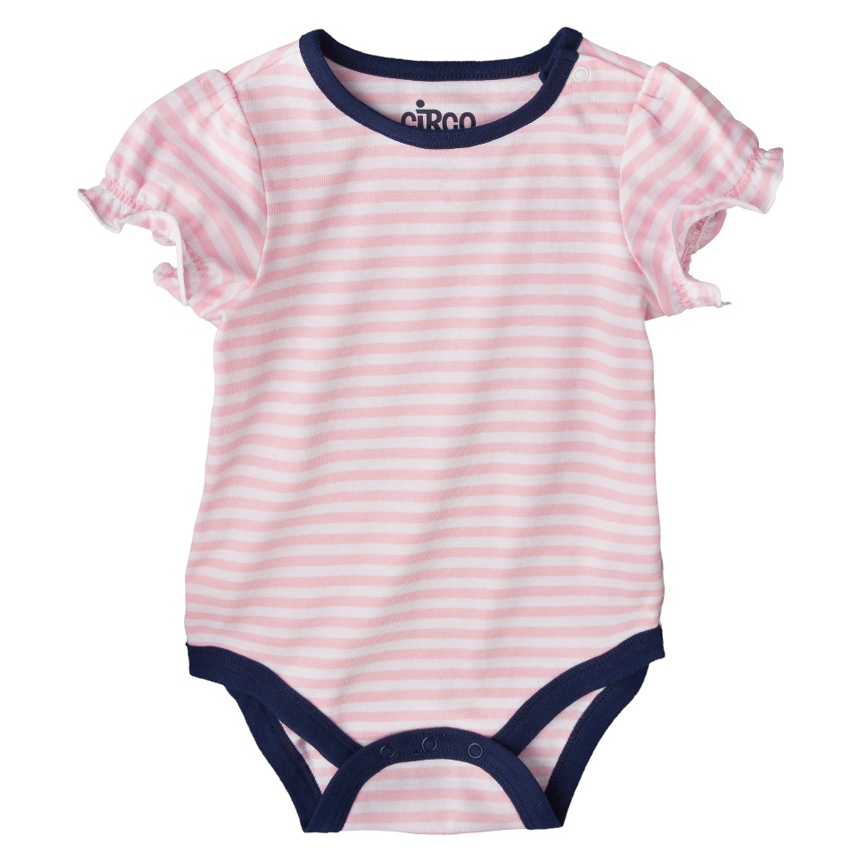 Circo Newborn Infant Girls Short sleeve Striped Bodysuit   Pink 18 M