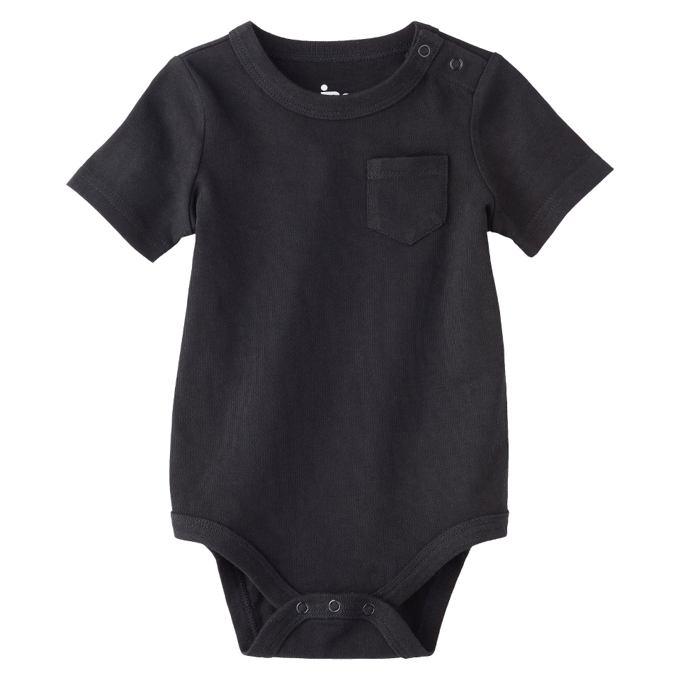 Circo Newborn Boys Solid Front Pocket Bodysuit   Ebony 12 M