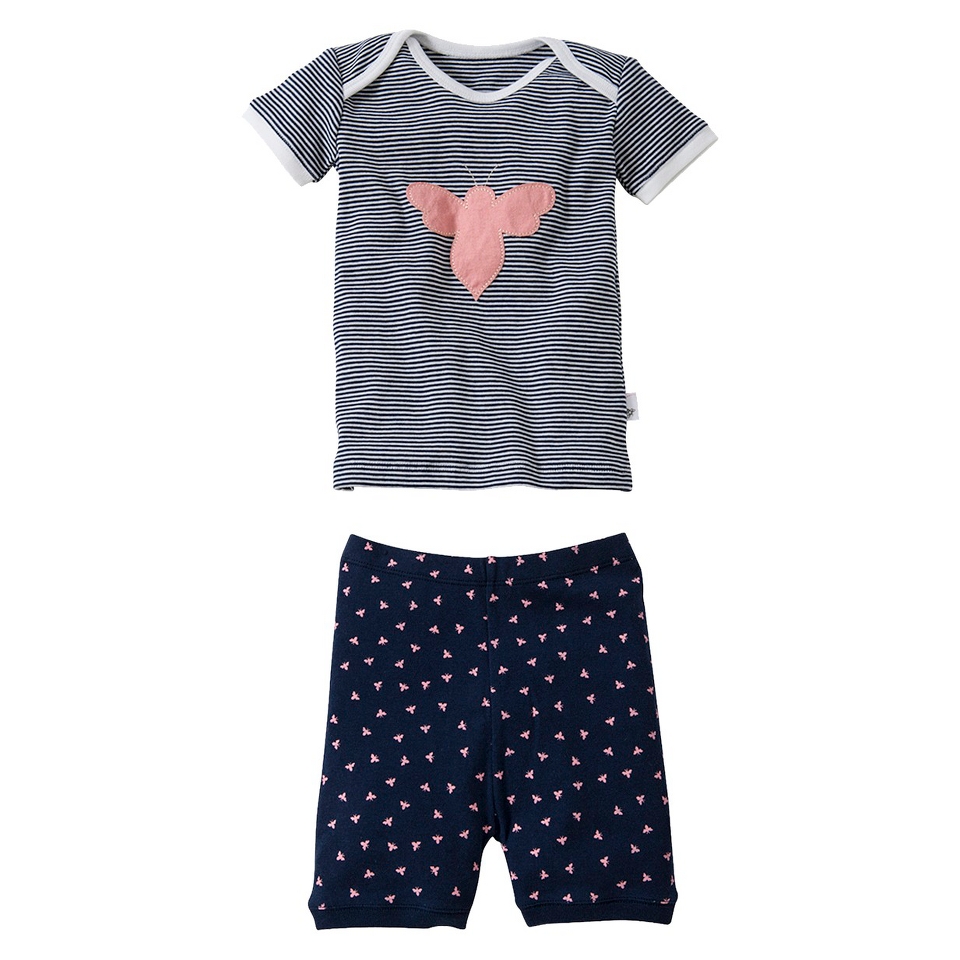 Burts Bees Baby Infant Toddler Girls 2 Piece Short Sleeve Bee Pajama Set  