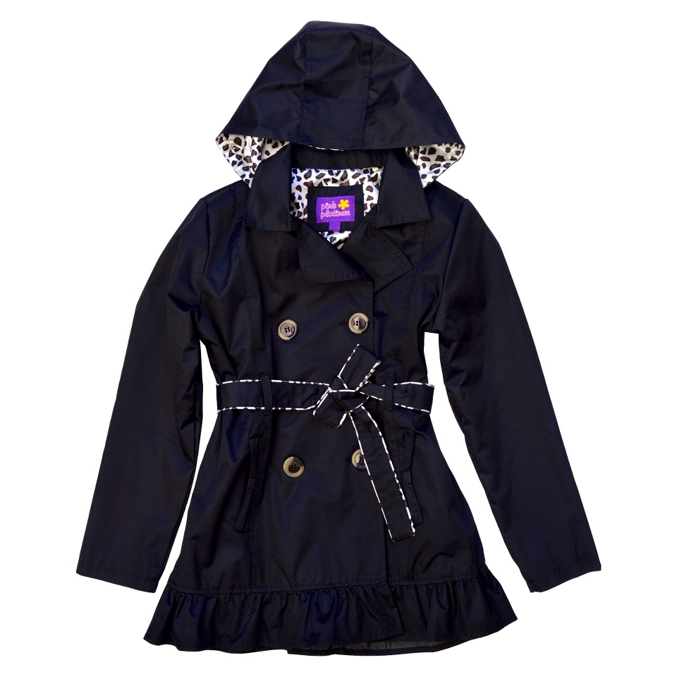 Pink Platinum Girls Lightweight Belted Trench Coat   Black 4