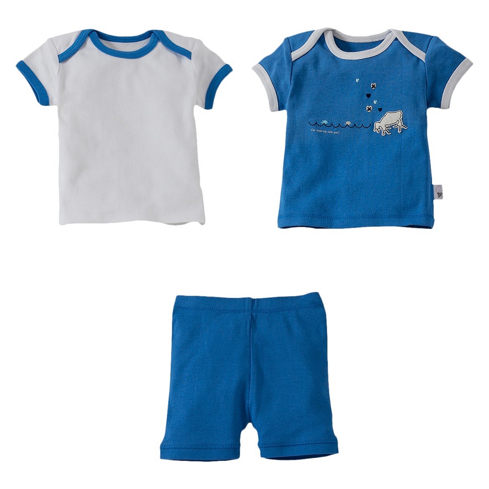 Burts Bees Infant Toddler Boys 3 Piece Short Sleeve Frog and Short Pajama Set