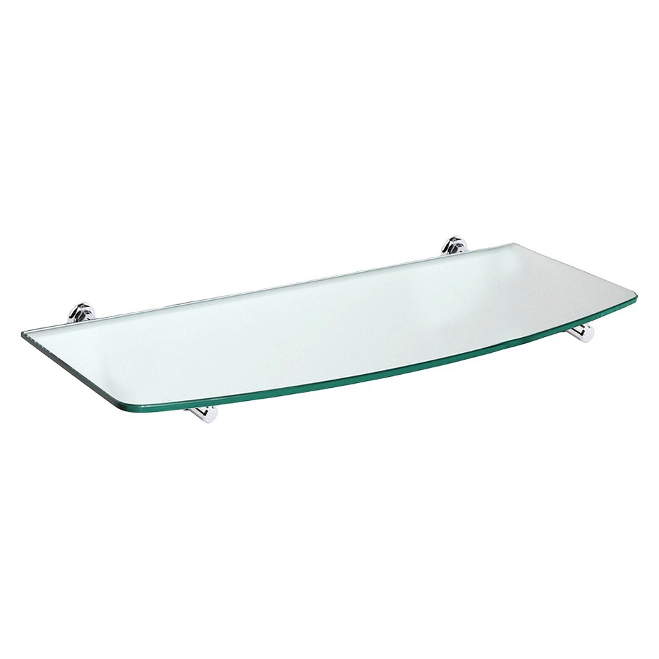 Wall Shelf Convex Clear Glass Shelf With Chrome Atlas Supports   31.5