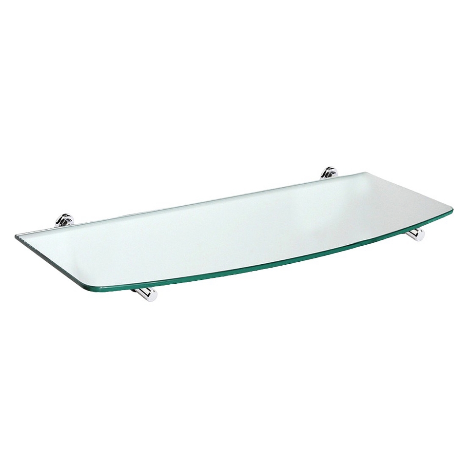 Wall Shelf Convex Clear Glass Shelf With Chrome Atlas Supports   23.5