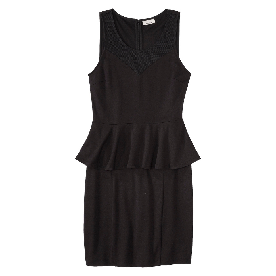 AMBAR Womens Ponte w/Mesh Dress   Ebony XS