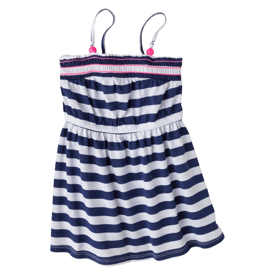 Circo Infant Toddler Girls Smocked Top Striped Sun Dress   Navy 3T
