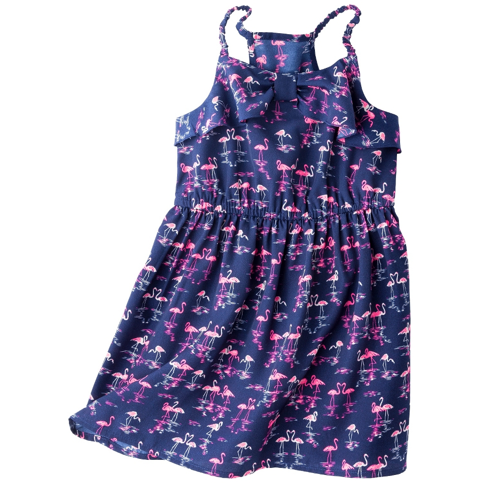 Cherokee Infant Toddler Girls Bow Front Flamingo Sundress   Navy 2T