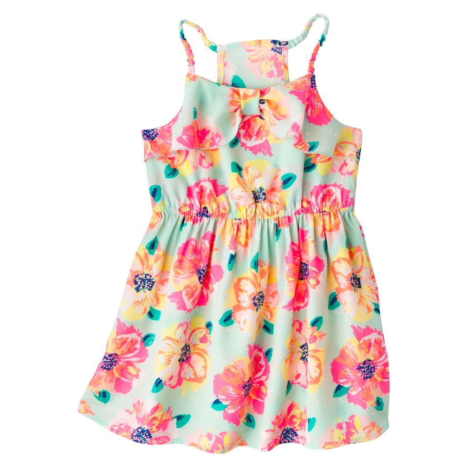 Cherokee Infant Toddler Girls Bow Front Floral Sundress   Mint 18 M